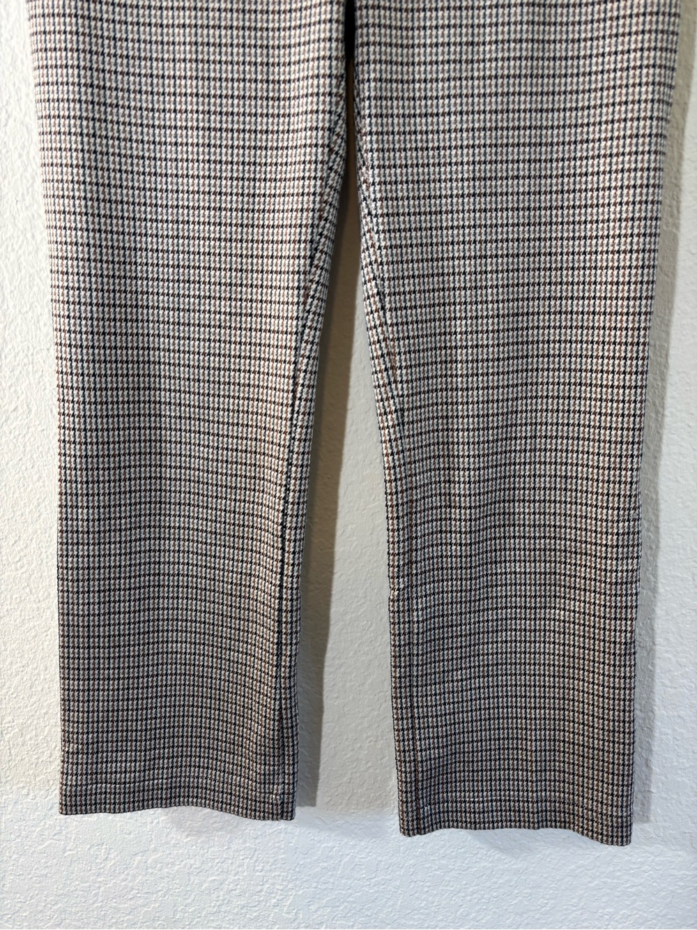Theory Stratton Knit Cropped Pants Brown Black Grey Houndstooth Plaid Ankle 2 - Picture 6 of 14